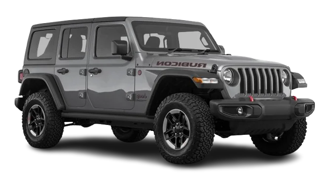 Detailed view of the JEEP RUBICON for rent.